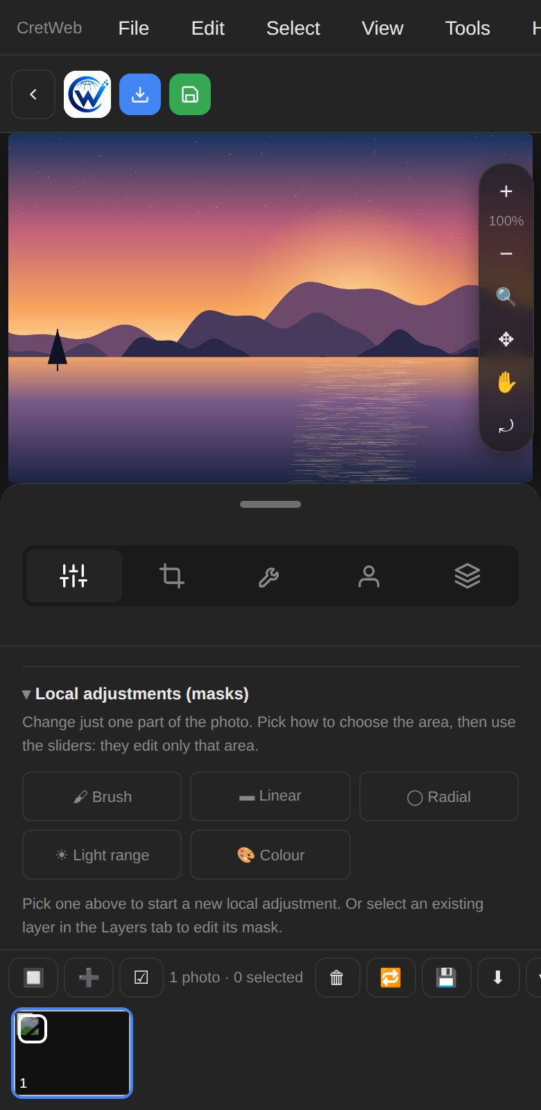 Cretweb on a phone
